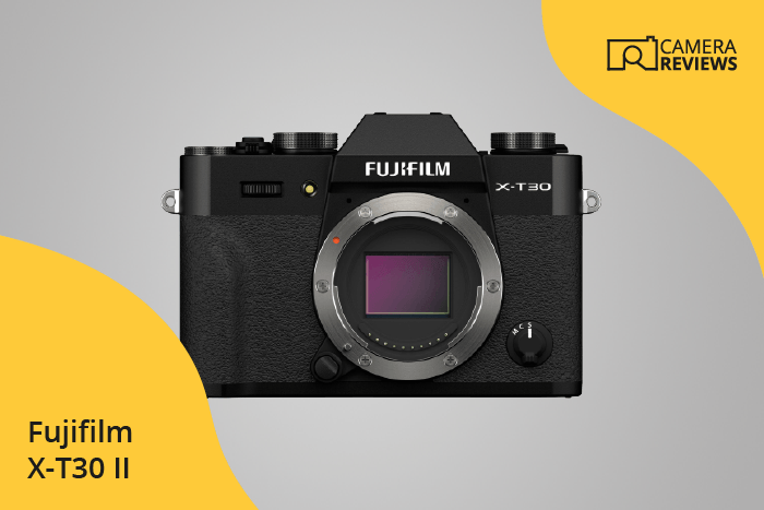 Fujifilm X-T30 II photographed on a colored background