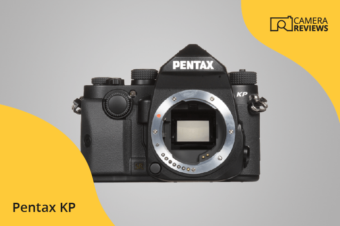 Pentax KP photographed on a colored background