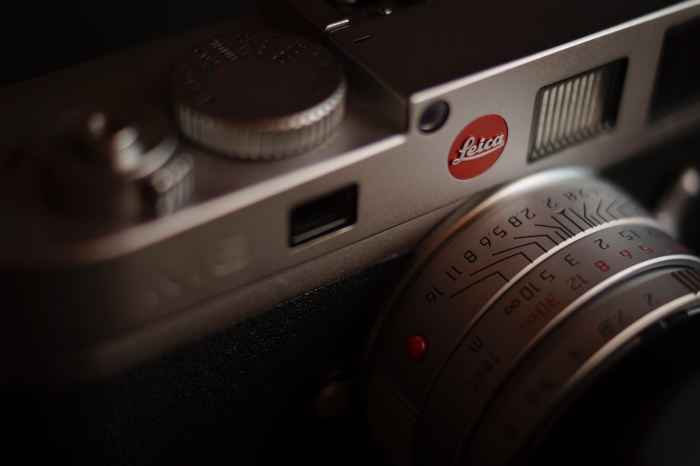 a closeup of a leica camera