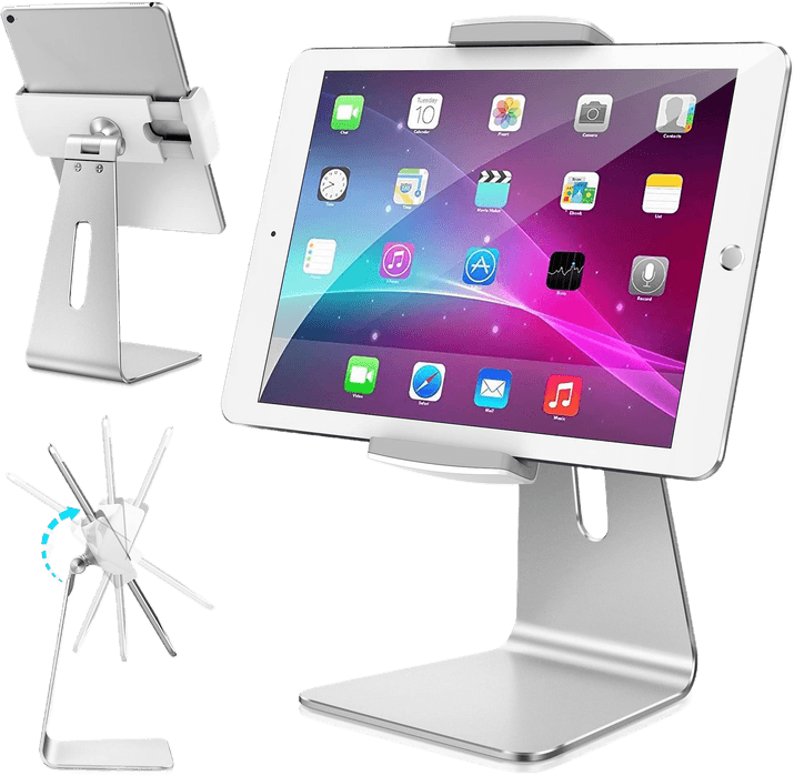 Tablet Floor Stand, Adjustable Universal 360-degree Rotatable Metal Tablet  Holder, Ipad Stand Floor for iPad/iPhoneX/iPad Pro or Other 5.5~12.9 Inches