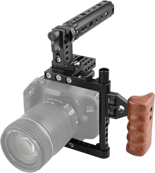 CAMVATE DSLR Camera Cage Top Handle Wood Grip