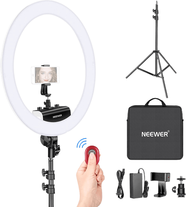 Neewer 18″ LED Ring Light Kit: 3200-5600K, Dimmable
