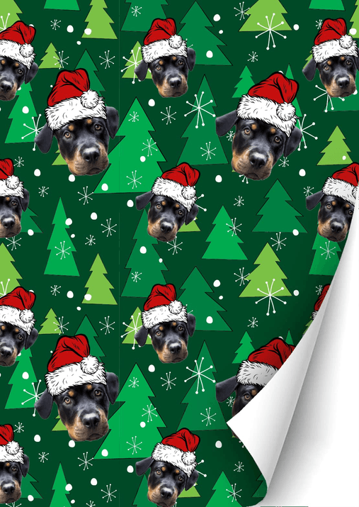 Personalized Christmas Dog Wrapping Paper Roll 24″x6′