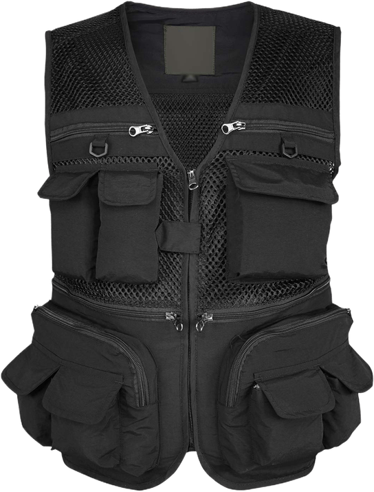 Spanye Men’s Black Utility Vest for Outdoor Activities